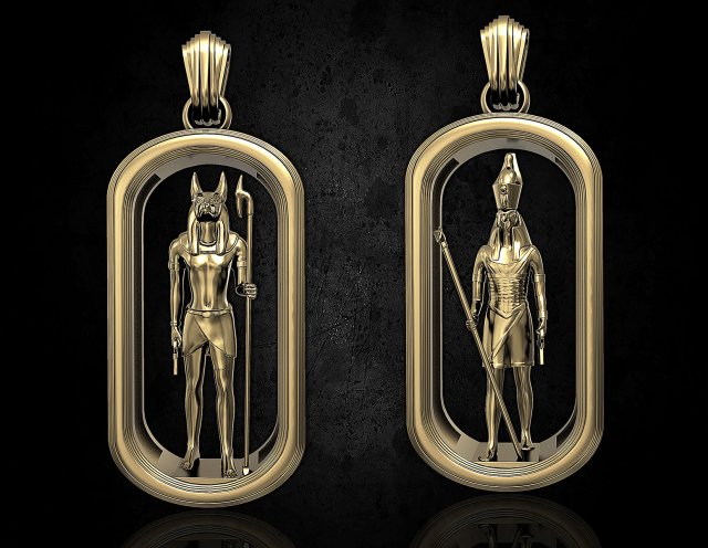 horus and anubis pendant 3D प्रिंट मॉडल .c4d .max .obj .3ds .fbx .stl .blend 