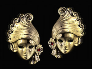 venice mask earrings Model Cetak 3D