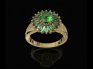 ring with halo of baguette fancy stones Modello di stampa 3D