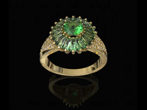 ring with halo of baguette fancy stones 3D Print Model