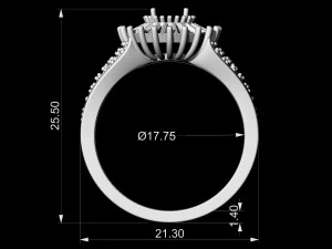 ring with halo of baguette fancy stones 3D Print Model