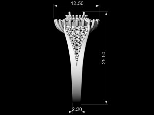 ring with halo of baguette fancy stones Modello di stampa 3D