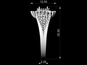 ring with halo of baguette fancy stones 3D Print Model
