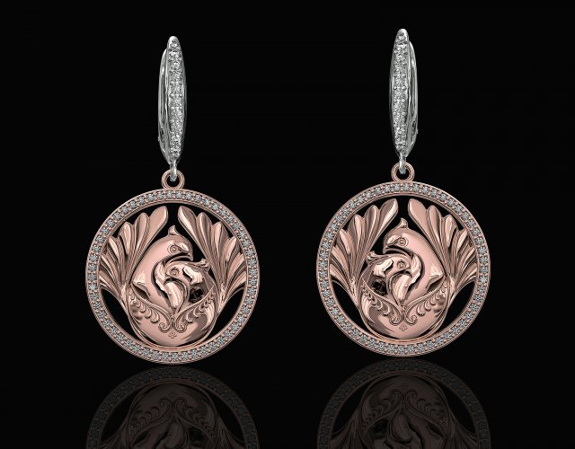 the loving doves earrings 3D Принт Модель .c4d .max .obj .3ds .fbx .stl .blend 