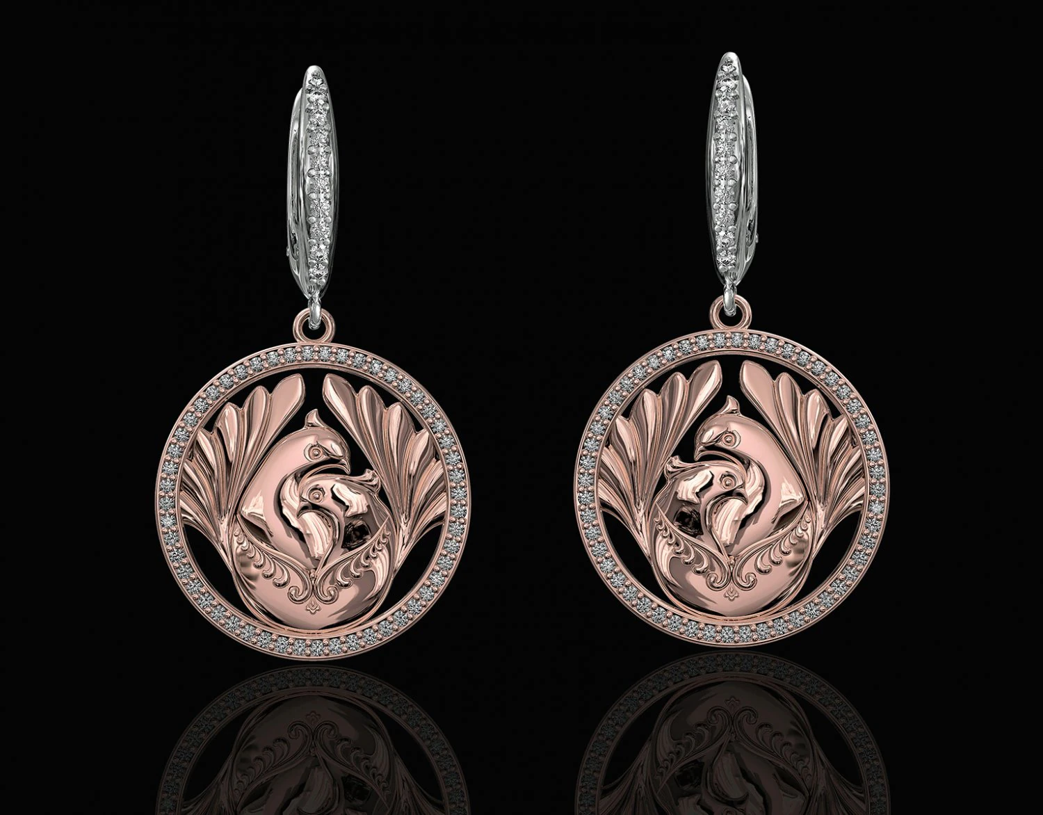 the loving doves earrings 3D Print Model .c4d .max .obj .3ds .fbx .stl .blend 