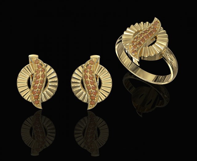 polygonal circle earrings and ring 3D 프린트 모델 .c4d .max .obj .3ds .fbx .stl .blend