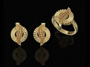 polygonal circle earrings and ring 3D Print Model