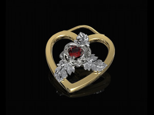 rose in heart pendant 3D 打印模型