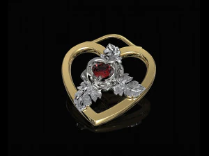 rose in heart pendant 3D Print Model