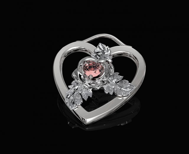 rose in heart pendant 3D 打印模型 .c4d .max .obj .3ds .fbx .stl .blend 