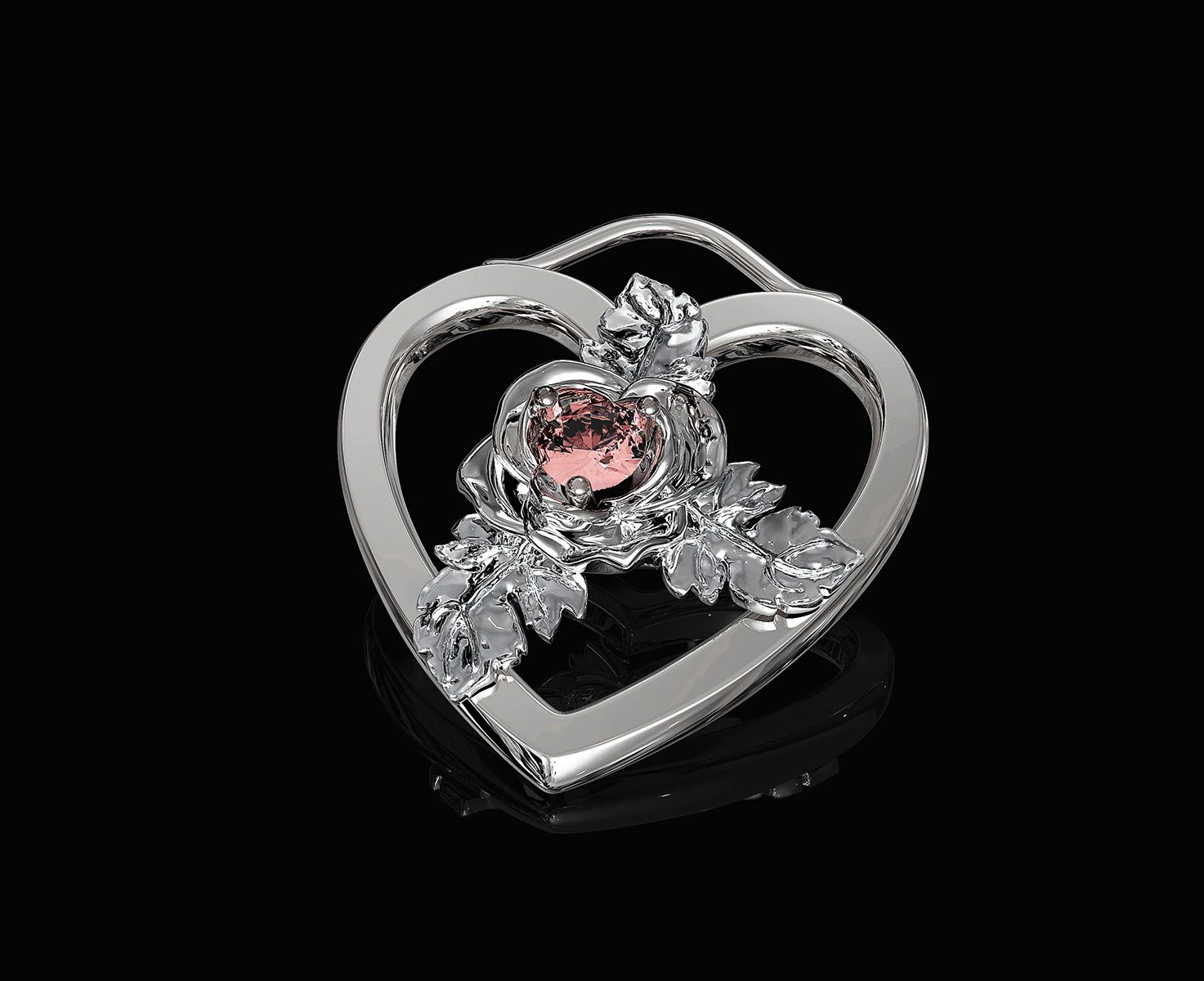rose in heart pendant 3D Print Model .c4d .max .obj .3ds .fbx .stl .blend 