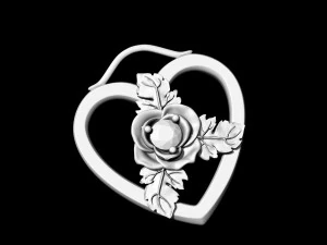 rose in heart pendant 3D Print Model