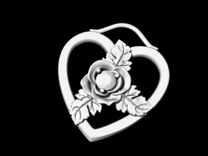 rose in heart pendant 3D Print Model