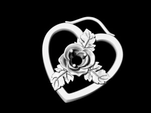 rose in heart pendant 3D Print Model