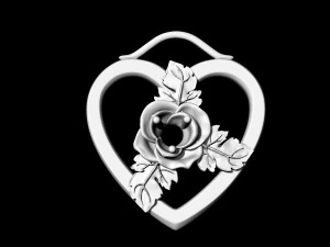 rose in heart pendant 3D Print Model