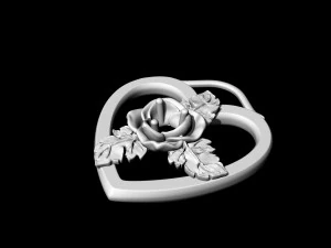 rose in heart pendant 3D Print Model