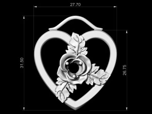 rose in heart pendant 3D Print Model