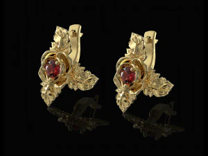 rose with leaves earrings 3D Print Model