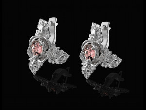 rose with leaves earrings 3Dプリントモデル