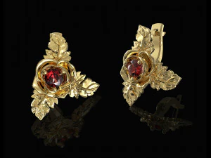 rose with leaves earrings 3D Print Model