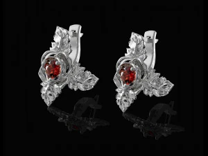 rose with leaves earrings 3D Print Model