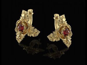 rose with leaves earrings 3D-Druckmodell