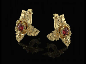 rose with leaves earrings 3D Print Model