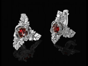 rose with leaves earrings 3D-Druckmodell