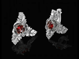 rose with leaves earrings 3D Print Model
