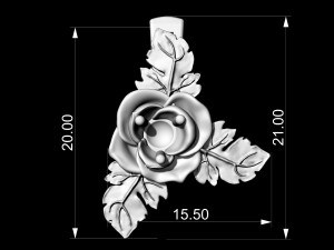 rose with leaves earrings 3D-Druckmodell