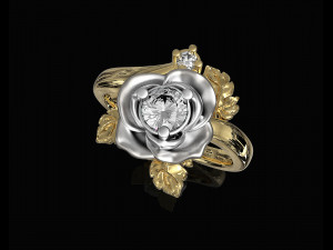 rose with leaves ring 3D Print Model