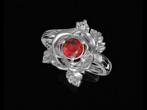 rose with leaves ring 3D Print Model