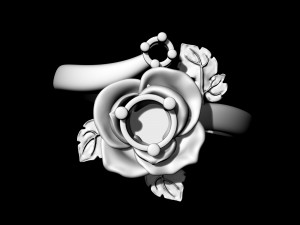 rose with leaves ring 3D Print Model