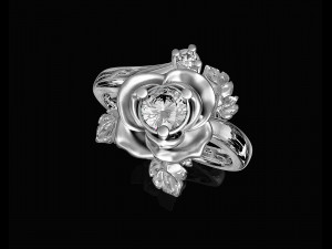 rose with leaves ring 3D Print Model