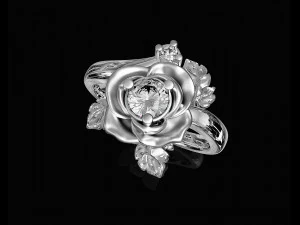 rose with leaves ring 3D Print Model