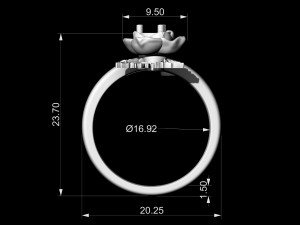 rose with leaves ring 3D Print Model