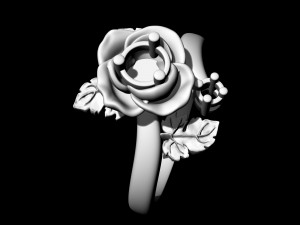 rose with leaves ring 3D Print Model