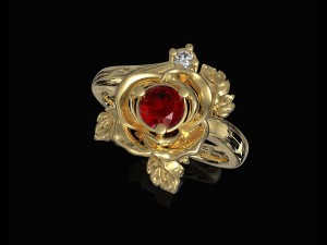 rose with leaves ring 3D Print Model