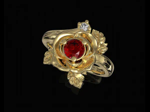 rose with leaves ring 3D Print Model