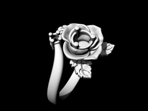 rose with leaves ring 3D Print Model