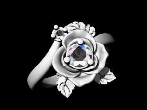 rose with leaves ring 3D Print Model