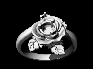 rose with leaves ring 3D Print Model