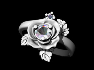 rose with leaves ring 3D Print Model