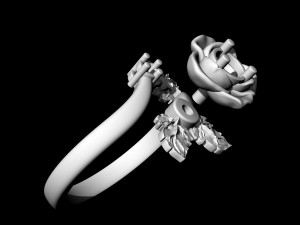 rose with leaves ring 3D Print Model