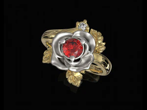 rose with leaves ring 3D Print Model