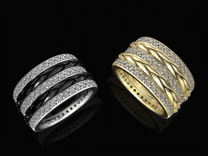 interlaced band ring with diamond 3D-Druckmodell