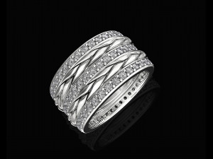 interlaced band ring with diamond 3D Принт Модель