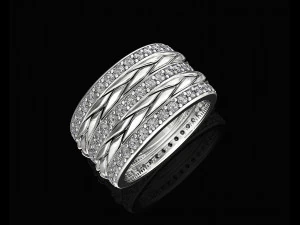 interlaced band ring with diamond 3D Print Model