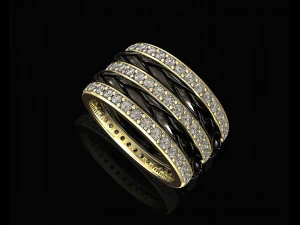 interlaced band ring with diamond 3D Print Model