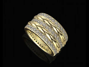 interlaced band ring with diamond 3D Print Model